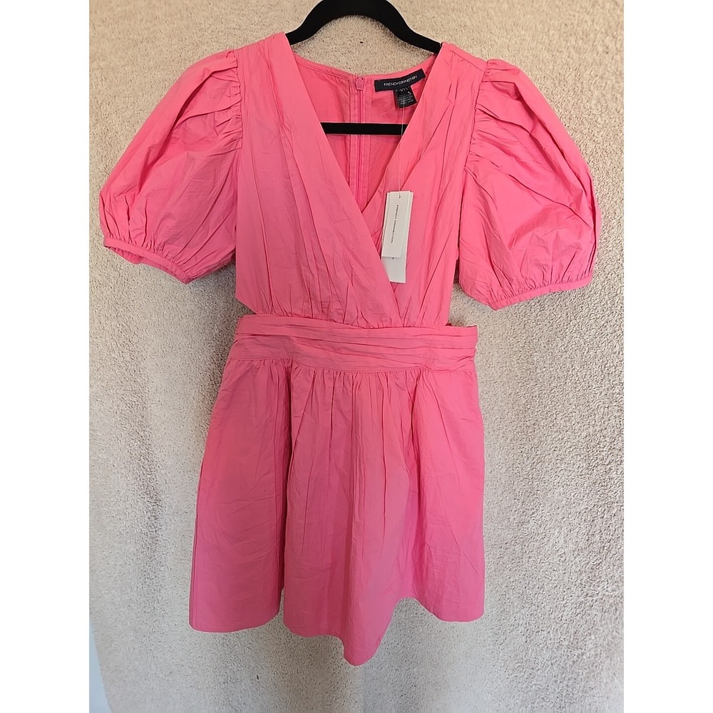 French Connection Pink Mini Dress with Puff Sleeves